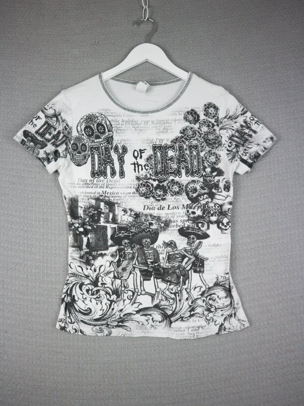 Big Bang USA Paper Tag Day of the Dead All Over Print Tee VIntage Small